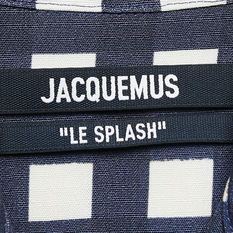 Pre Owned Jacquemus Navy Blue Checkered Silk Blend Le Haut Bebi Crop Top XS