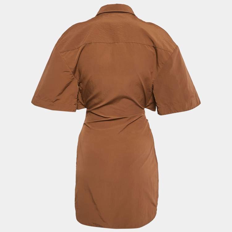 Pre Owned Jacquemus Brown Nylon Cut-Out Arles Mini Dress XS