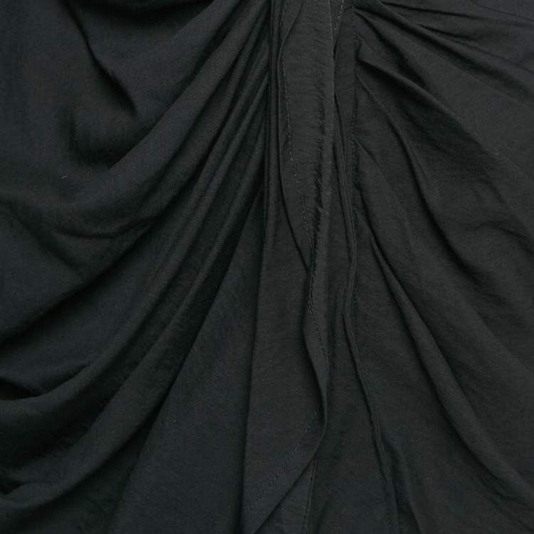 Pre Owned Jacquemus Black Crepe Bahia Draped Le Papier Mini Dress M
