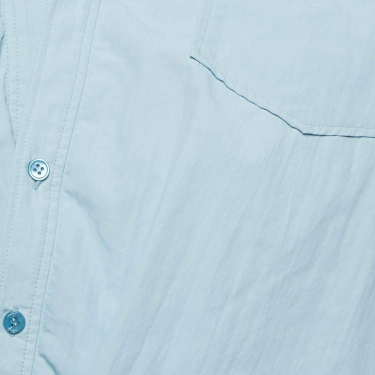 Pre Owned Jacquemus Blue Nylon Bubble La Montagne Crop Shirt M