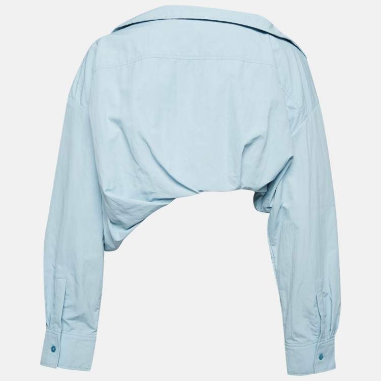 Pre Owned Jacquemus Blue Nylon Bubble La Montagne Crop Shirt M