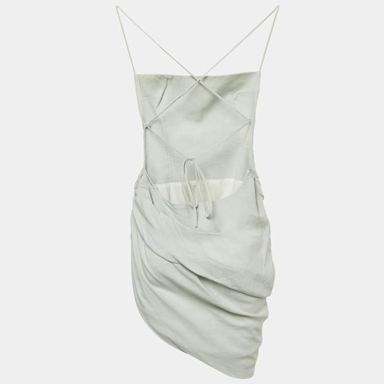 Pre Owned Jacquemus Blue Crepe Asymmetric La Robe Saudade Mini Dress S