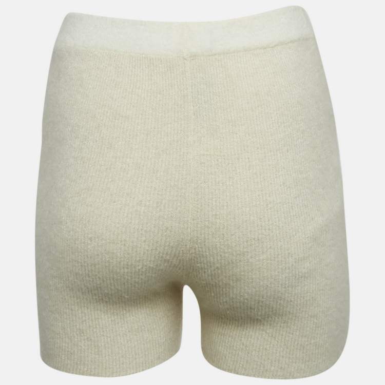 Pre Owned Jacquemus Cream Textured Rib Kit Shorts M