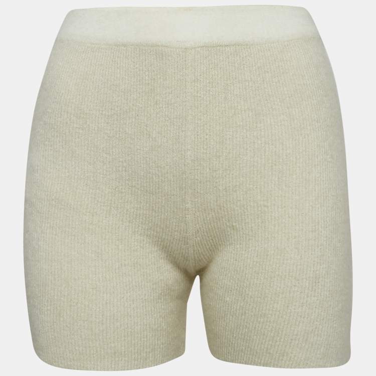 Pre Owned Jacquemus Cream Textured Rib Kit Shorts M