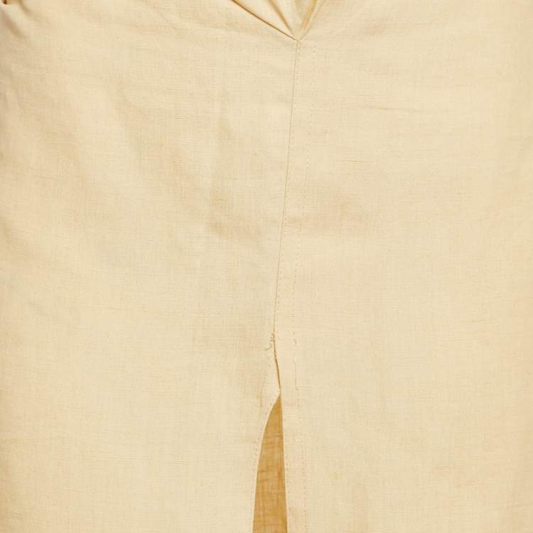 مملوكة مسبقًا Jacquemus Yellow Linen Drape Style La Jupe Pencil Skirt 