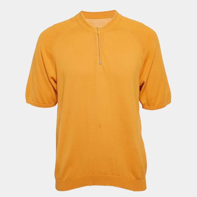 Pre Owned Jacquemus Yellow Cotton Knit Short Sleeve Jumper L