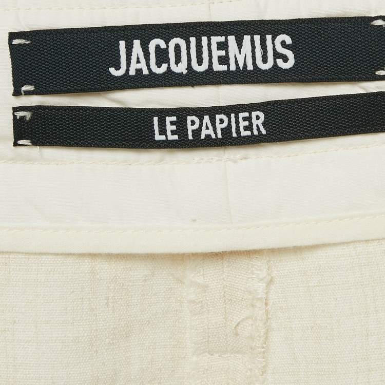 Pre Owned Jacquemus Cream Linen Blend Le Short Santon Shorts M