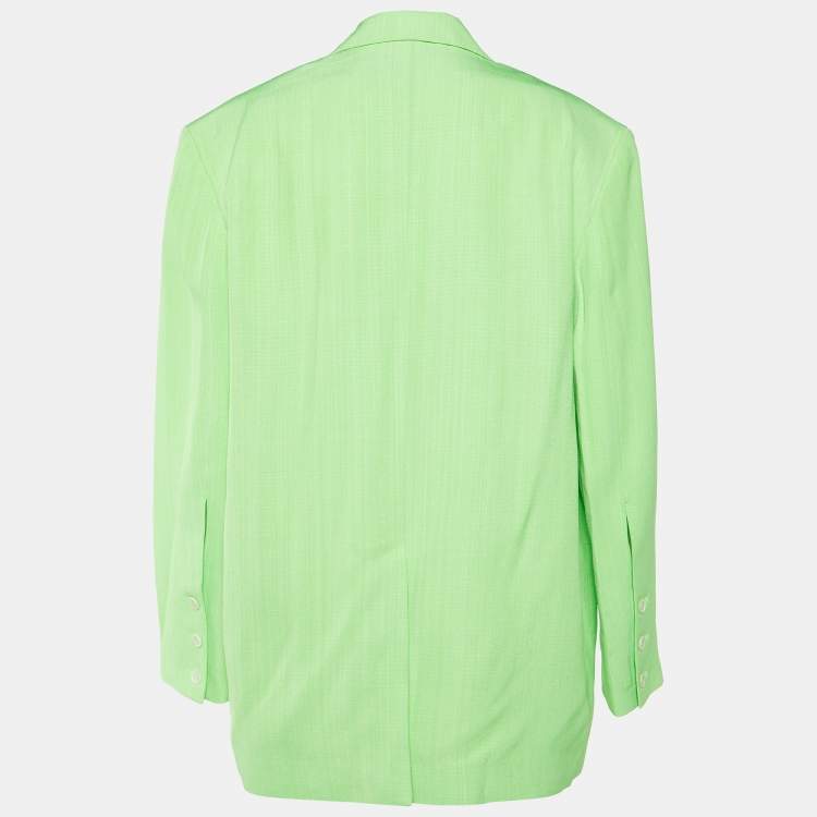 Pre Owned Jacquemus Green Crepe Silk Le Splash La Veste Marino Oversized Blazer L