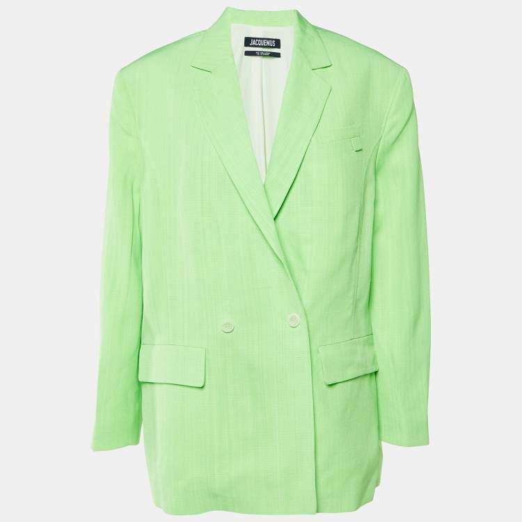 Pre Owned Jacquemus Green Crepe Silk Le Splash La Veste Marino Oversized Blazer L
