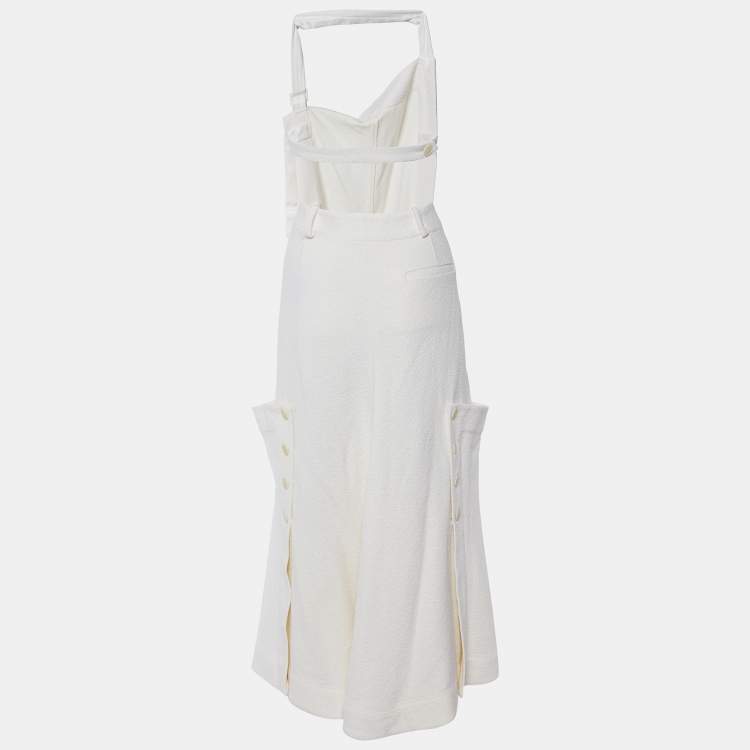 Pre Owned Jacquemus La Collectionneuse White Textured Crepe Tablier Halter Neck Dress L