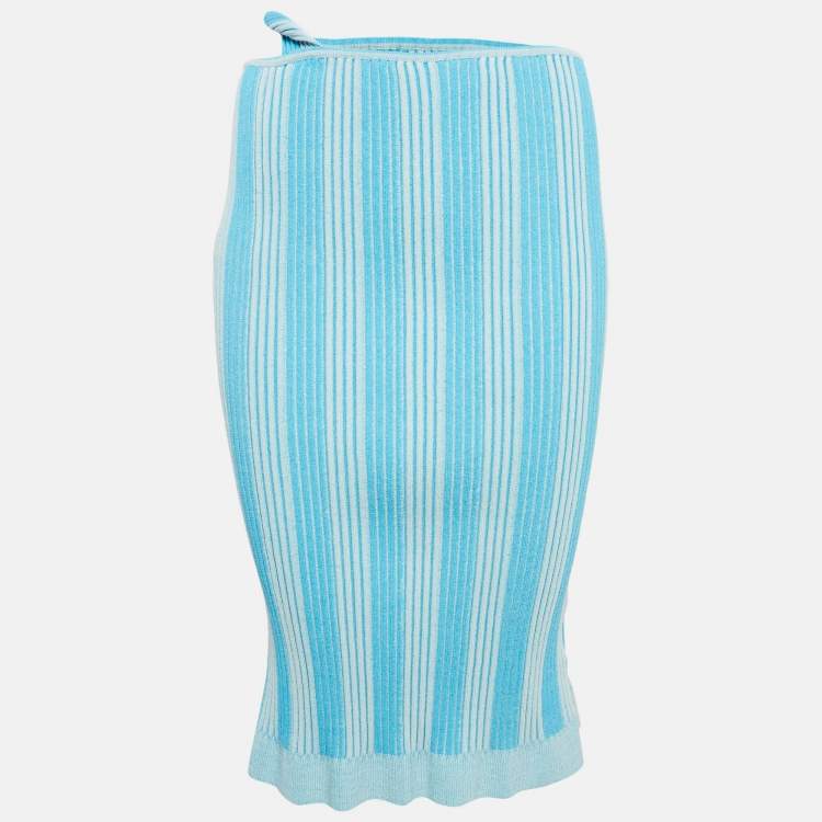 Pre Owned Jacquemus Blue Striped Rib Knit La Jupe Gelato Skirt XS