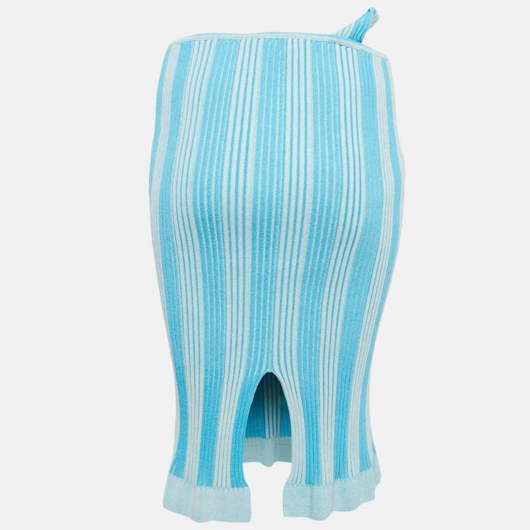 Pre Owned Jacquemus Blue Striped Rib Knit La Jupe Gelato Skirt XS