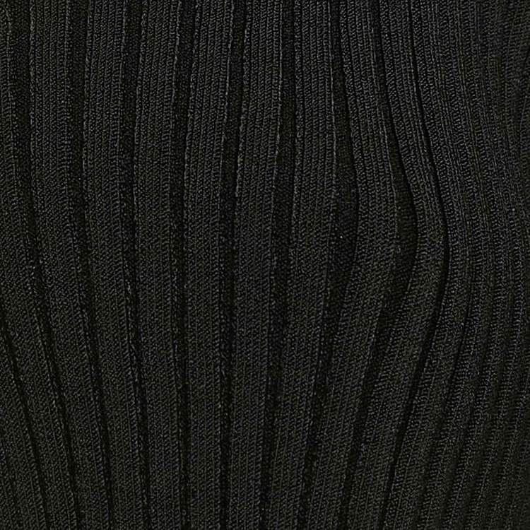 Pre Owned Jacquemus Black Rib Knit Logo Detail Cropped Cardigan M