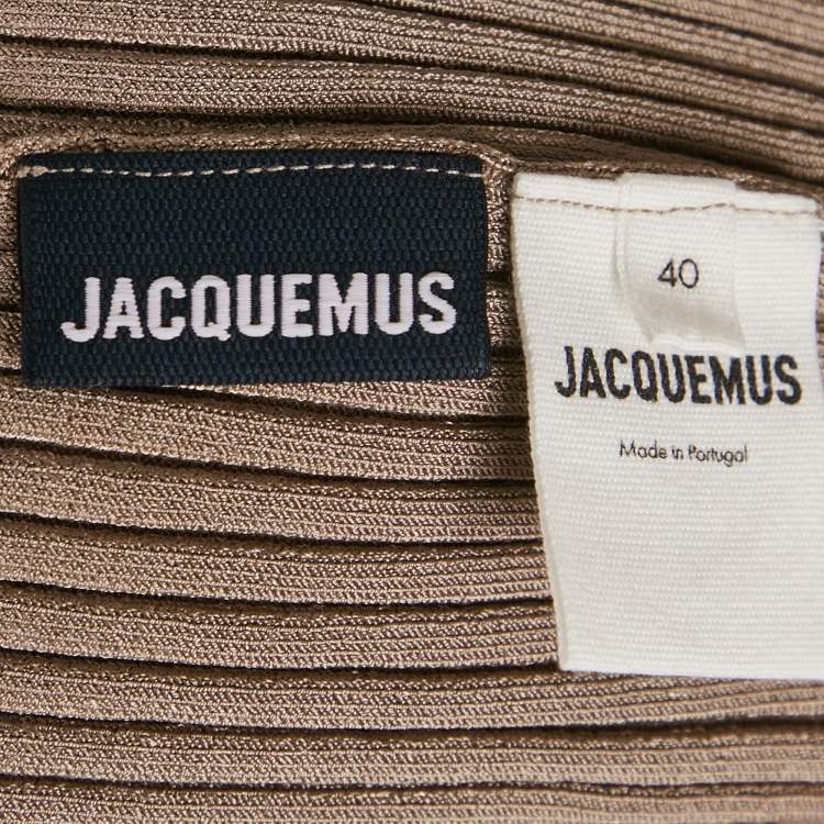Pre Owned Jacquemus Dark Beige Rib Knit La Maille Pralù Le Raphia Cardigan L