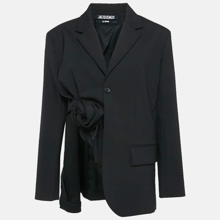 Pre Owned Jacquemus Black Wool Knot Detail Baccala Le Papier Blazer L