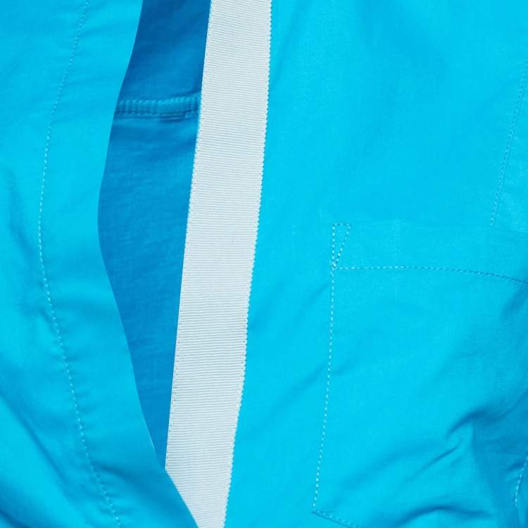 Pre Owned Jacquemus Blue Cotton La Chemise Asymmetric Crop Top M