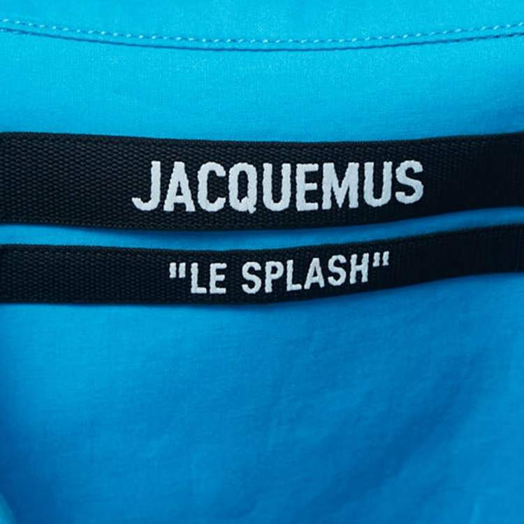 Pre Owned Jacquemus Blue Cotton La Chemise Asymmetric Crop Top M