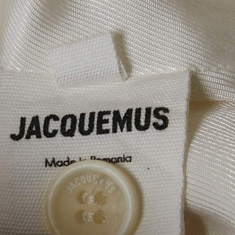 Pre Owned Jacquemus Off-White Linen Wide-Leg Cropped Pants L