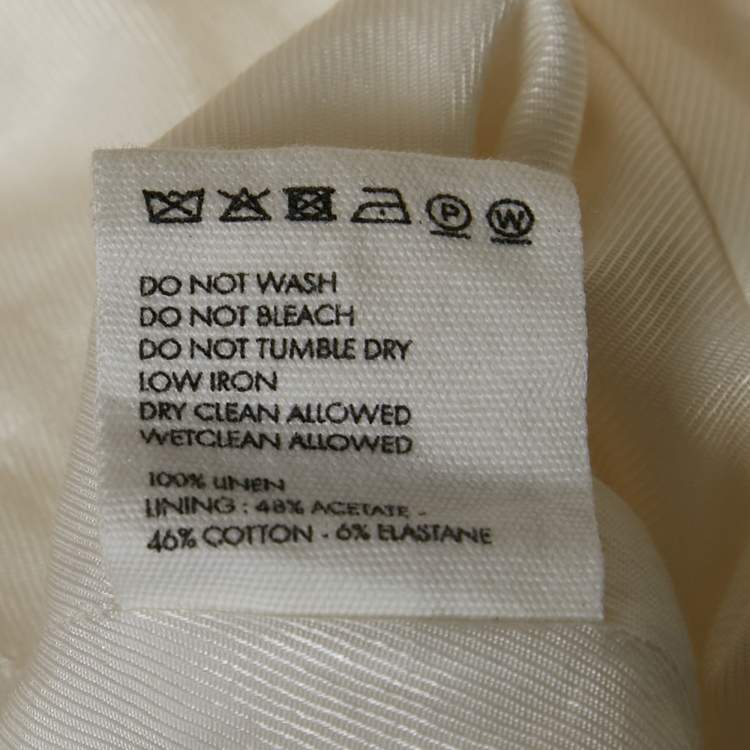 Pre Owned Jacquemus Off-White Linen Wide-Leg Cropped Pants L