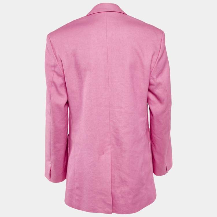 Pre Owned Jacquemus Pink Linen Blend La Veste D'Homme Blazer XS