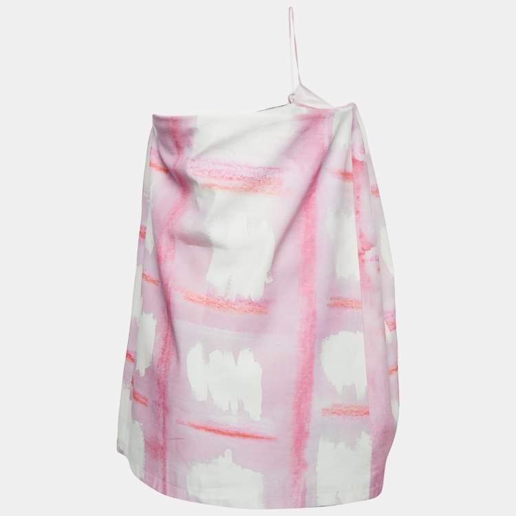 Pre Owned Jacquemus Pink/White Silk Blend Le Coup De Soleil Mini Dress S