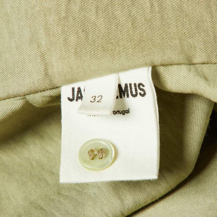 Pre Owned Jacquemus Green Crepe Le Bahia Tie Front Blouse XXS 