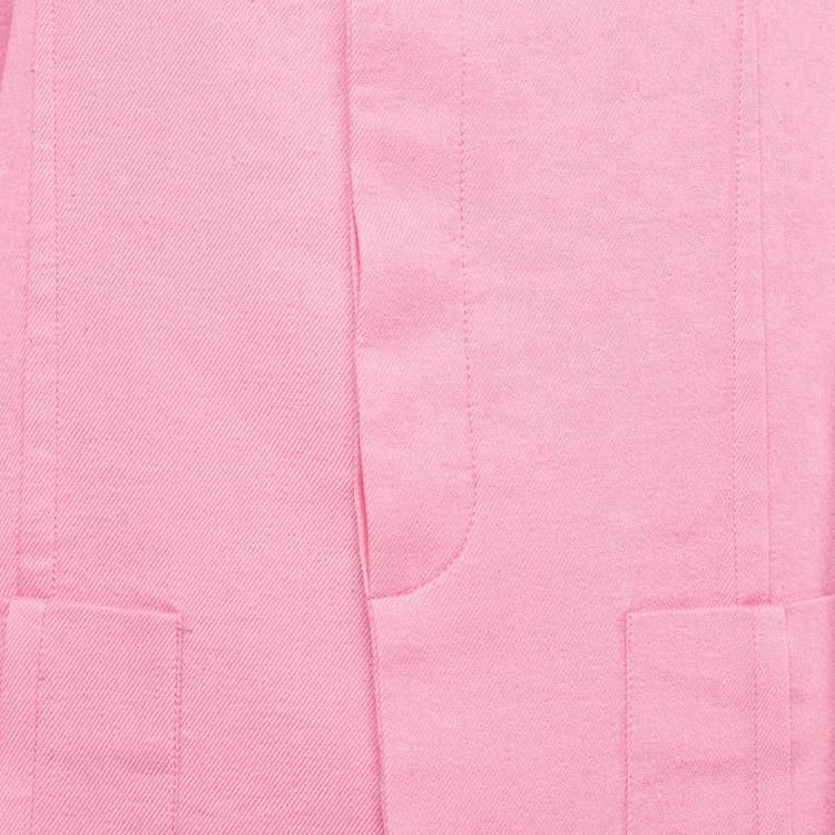 Pre Owned Jacquemus Pink Gabardine Linen Blend Single Breasted Le Splash Blazer L