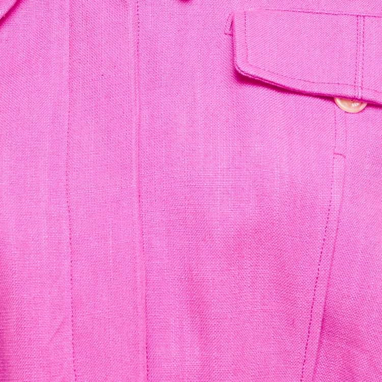 Pre Owned Jacquemus Pink Linen Blend Cropped Lannee 97 Jacket L