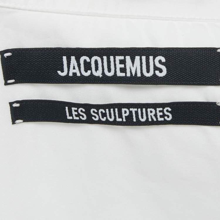 Pre Owned Jacquemus White Cotton Le Sculptures Mini Shirt Dress XS