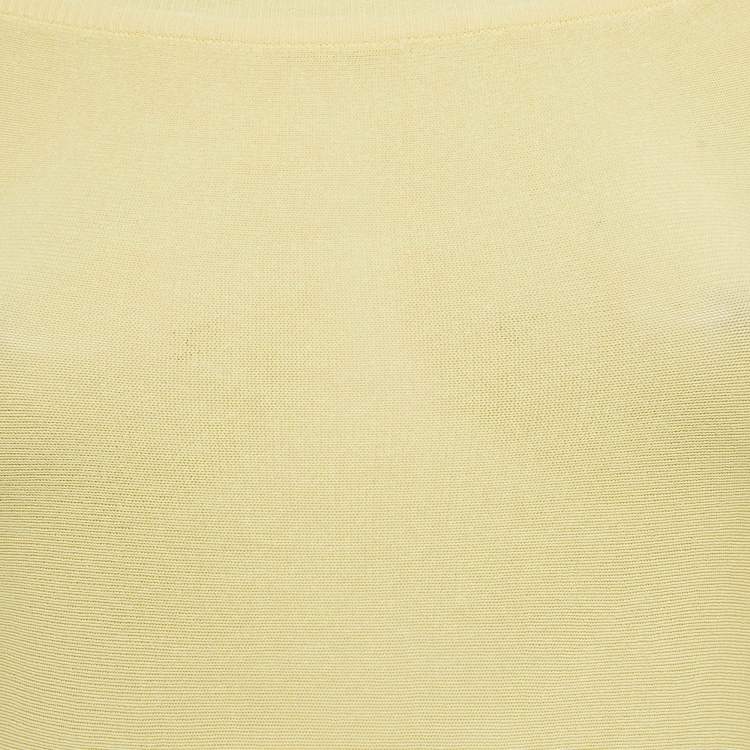 Pre Owned Jacquemus Yellow Stretch Knit Pleated Valensole Off-Shoulder Maxi Dress S