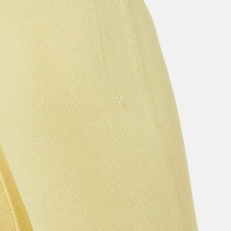 Pre Owned Jacquemus Yellow Stretch Knit Pleated Valensole Off-Shoulder Maxi Dress S