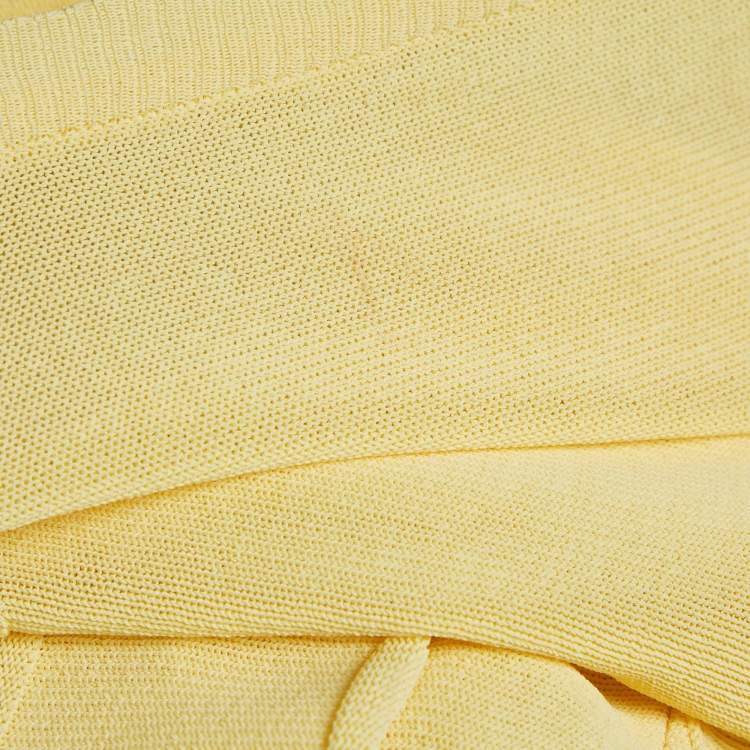 Pre Owned Jacquemus Yellow Stretch Knit Pleated Valensole Off-Shoulder Maxi Dress S
