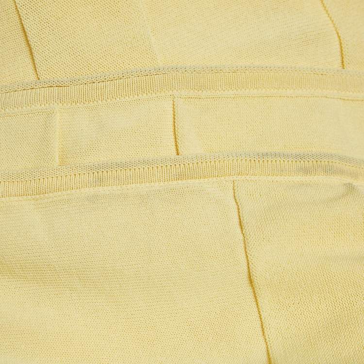 Pre Owned Jacquemus Yellow Stretch Knit Pleated Valensole Off-Shoulder Maxi Dress S