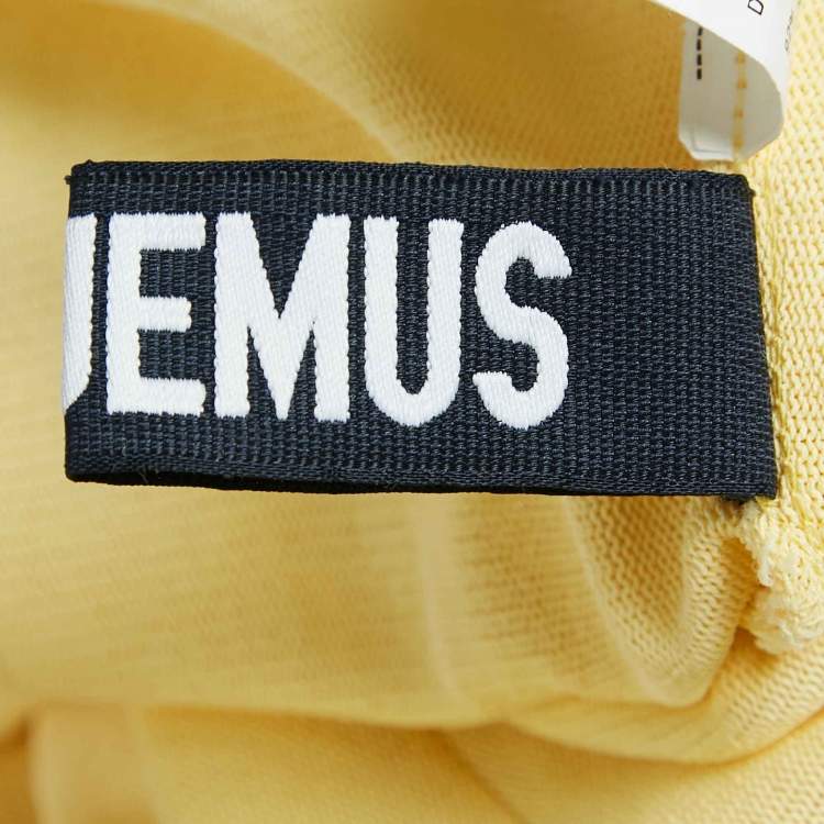 Pre Owned Jacquemus Yellow Stretch Knit Pleated Valensole Off-Shoulder Maxi Dress S
