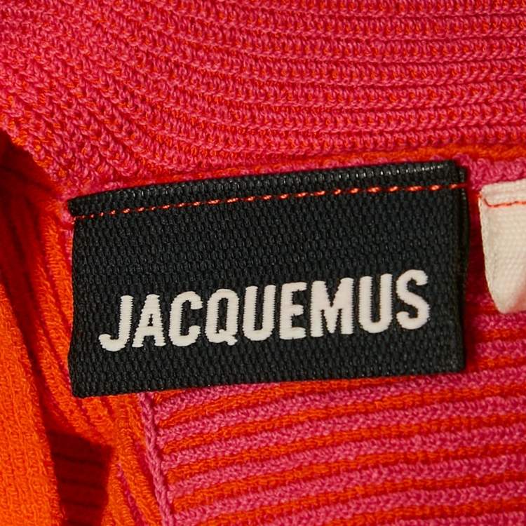 Pre Owned Jacquemus Orange/Pink Rib Knit V-Neck Bralette Top M