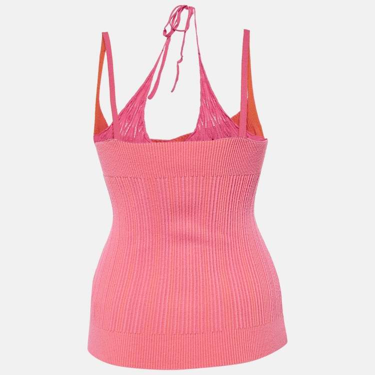 Pre Owned Jacquemus Pink/Orange Rib Knit La Maille Valensole Tank Top S
