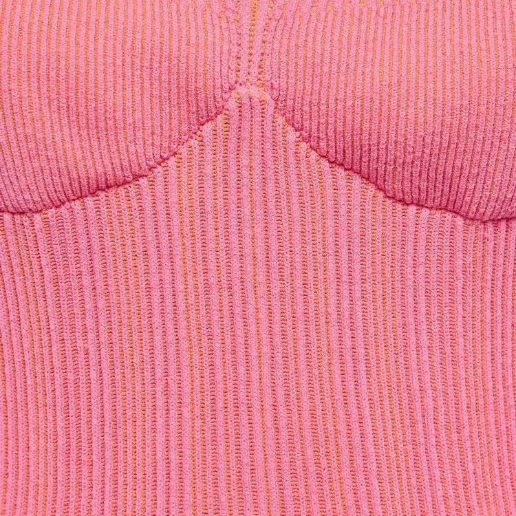 Pre Owned Jacquemus Pink/Orange Rib Knit La Maille Valensole Tank Top S