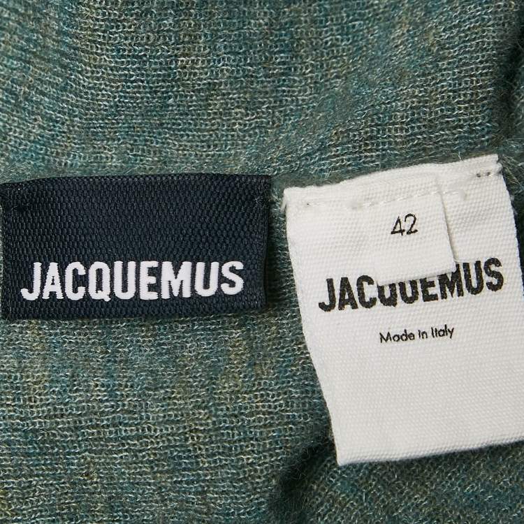 Pre Owned Jacquemus Green Wool Blend Twisted Neck Detail Sweater XL