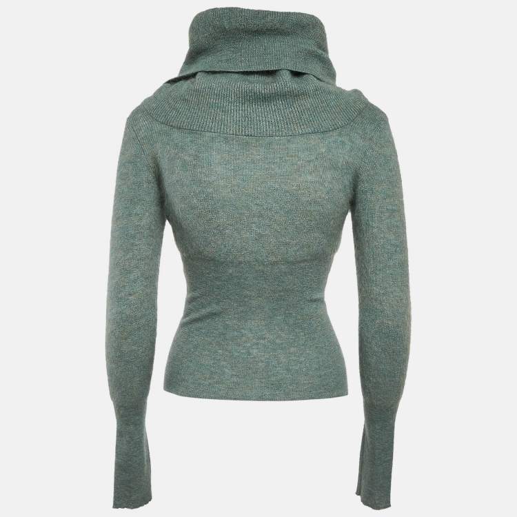 Pre Owned Jacquemus Green Wool Blend Twisted Neck Detail Sweater XL