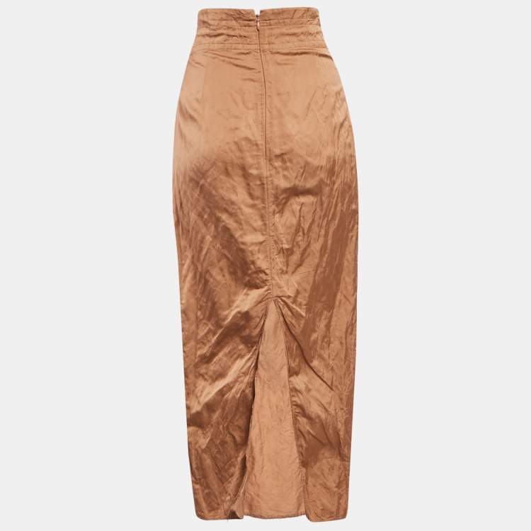 Pre Owned Jacquemus Brown Cotton Blend La Montagne Midi Skirt M 