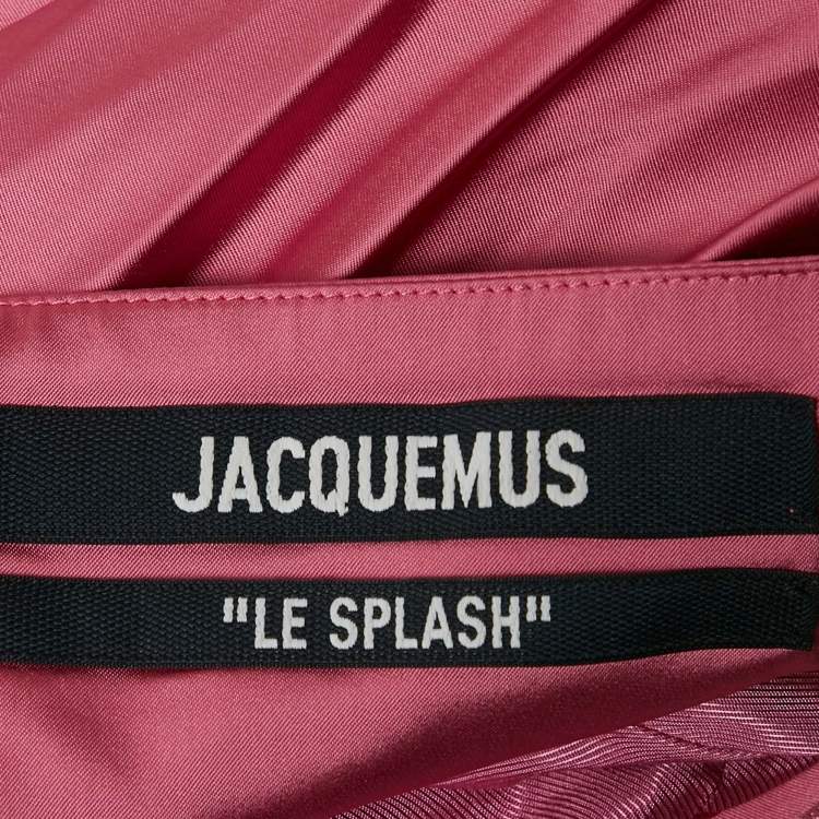 Pre Owned Jacquemus Pink Satin Ruche Asymmetric La Robe Saudade Short Dress M