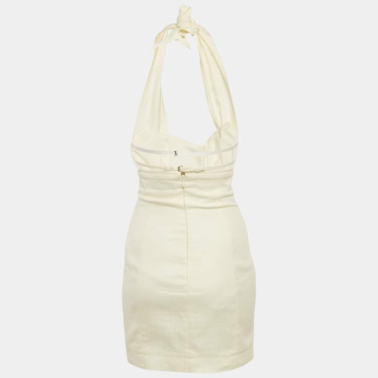 Pre Owned Jacquemus Cream Linen Blend Le Splash Mini Dress S