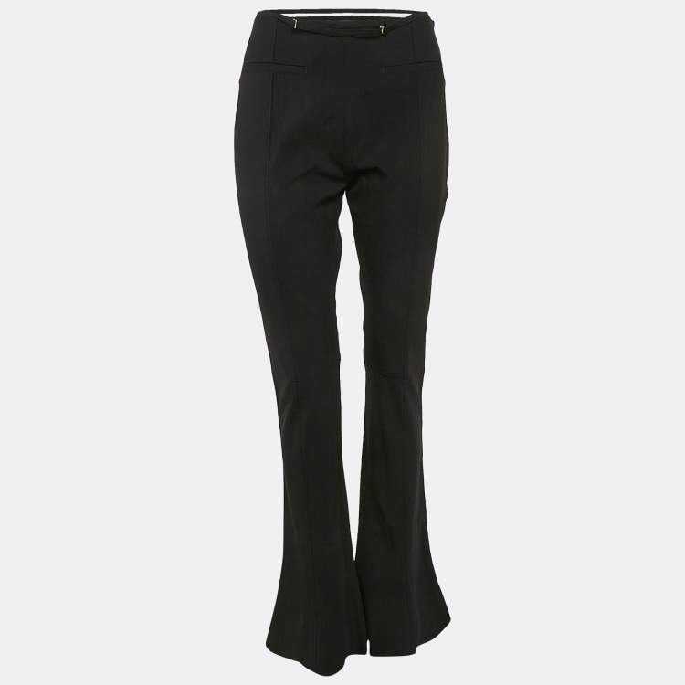 Pre Owned Jacquemus Black Wool Waistband Detail Wide Leg Le Splash Trousers L