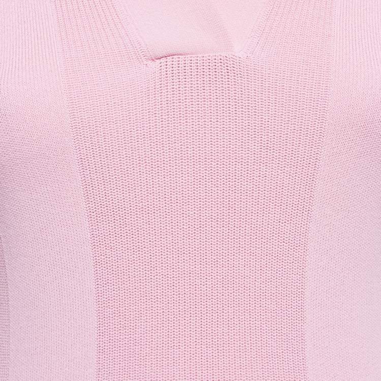 Pre Owned Jacquemus Pink Rib Knit Back Open Mini Dress M