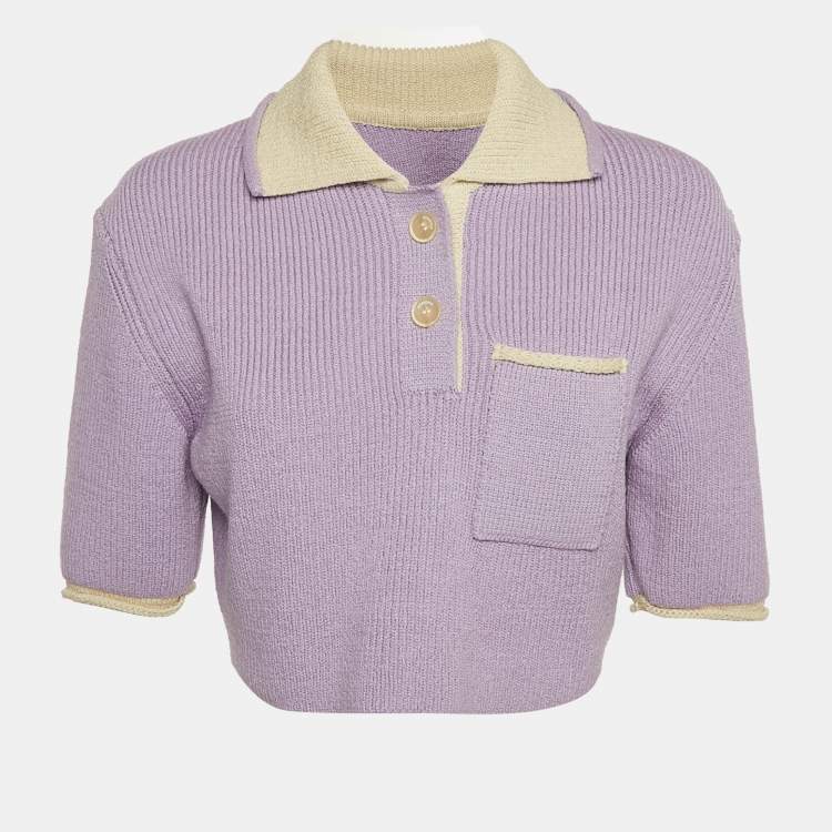 Pre Owned Jacquemus Purple Rib Knit Le Polo Maille Arco Sweatshirt S