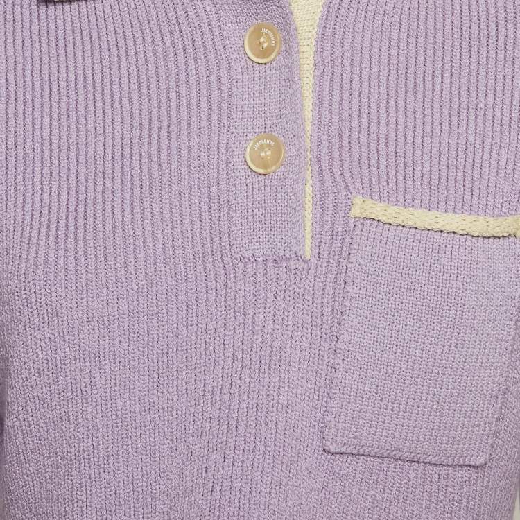 Pre Owned Jacquemus Purple Rib Knit Le Polo Maille Arco Sweatshirt S