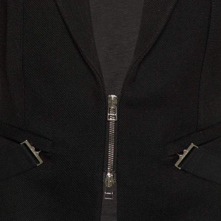 Pre Owned Jacquemus Black Wool Le Papier Zip Detail Blazer S