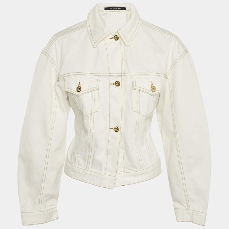 Pre Owned Jacquemus White Denim Button Front les Sculptures  Jacket XS