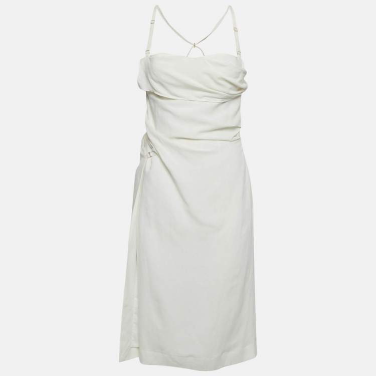 Pre Owned Jacquemus White Linen Blend La Robe Laurier Dress S