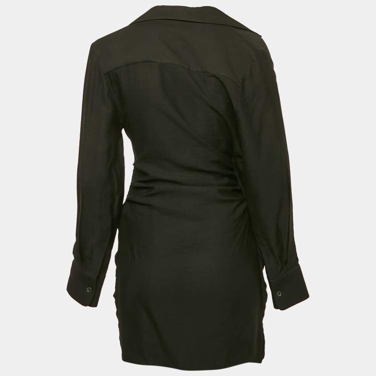 Pre Owned Jacquemus Black Crepe La Robe Bahia Draped Mini Dress XS